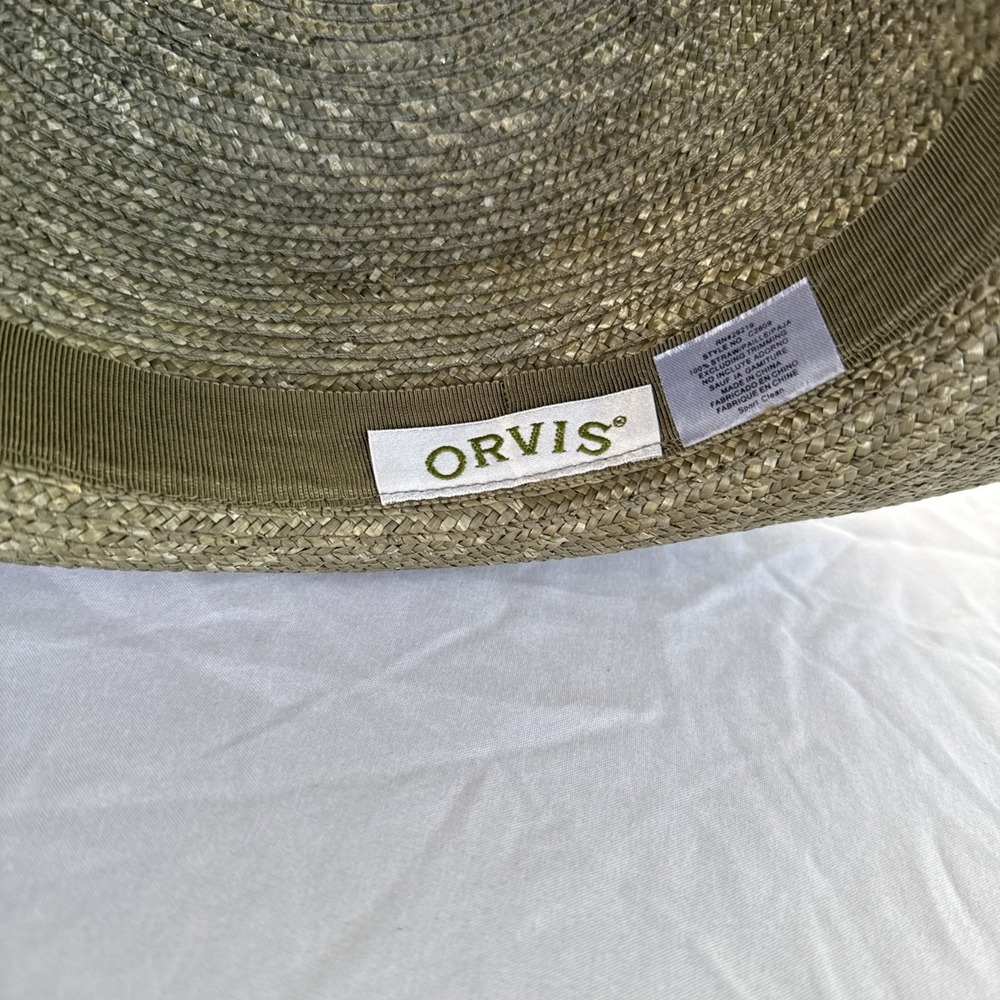 Orvis Olive Green Straw Fedora Hat - Picture 4 of 6